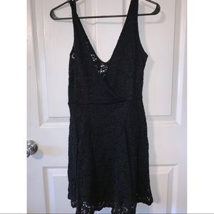 Lace V-Neck Little Black Dress